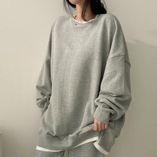 Women's Loose All-matching Fleece-lined Solid Color Hoodie