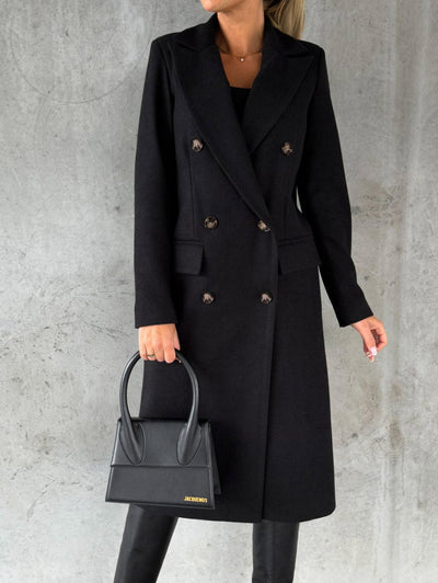 Women’s Double-Breasted Long Coat – Winter Fashion