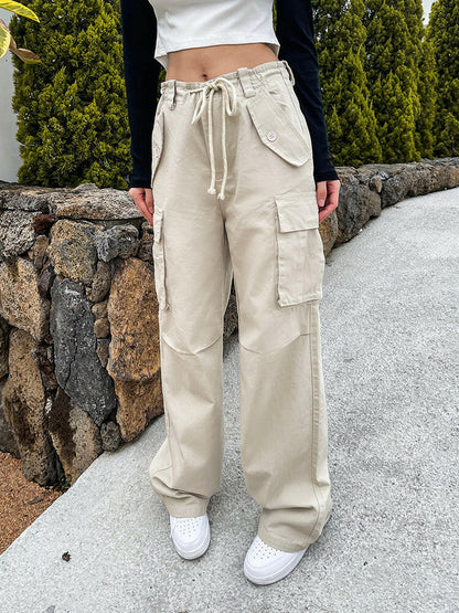 High Waist Straight Casual Wide Leg Trousers