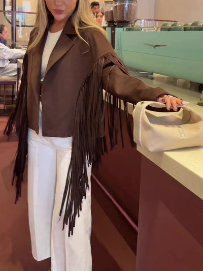 Casual Lapel Fringe Jacket