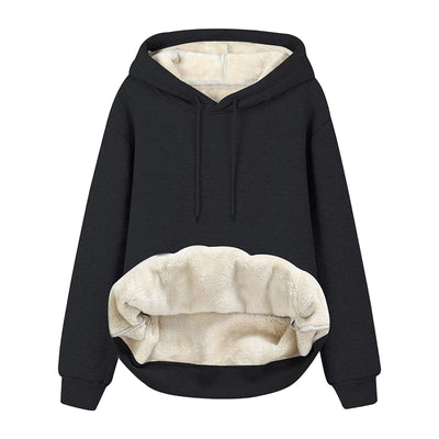 Solid Color Hooded Drawstring Sweatshirt