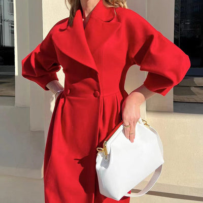 Women's Classic Winter Long Coat Double-Breasted Belted Trench