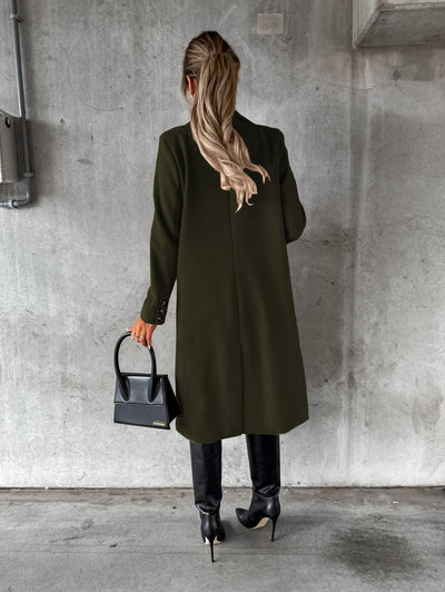 Women’s Double-Breasted Long Coat – Winter Fashion