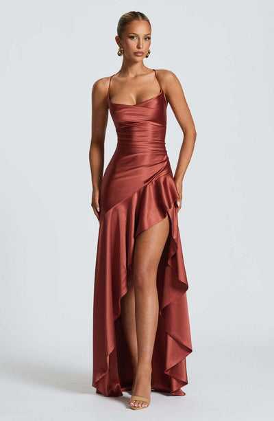 Backless Ruffles Irregular Evening Party Maxi Dress