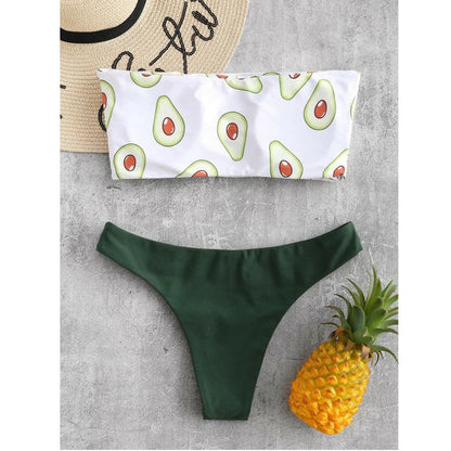 Women's Fashion Tube Top Avocado Split Swimsuit