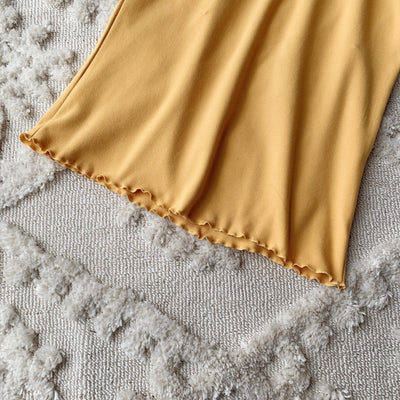 Women's Wooden Ear Half-high Collar Long Sleeves Solid Color Inner Wear Slim Top