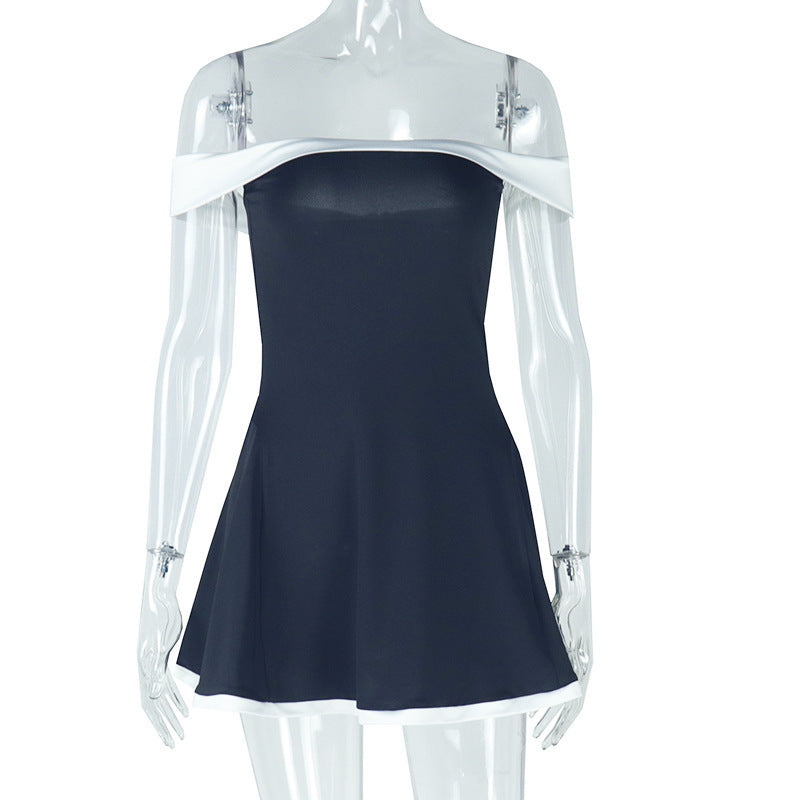 Women's Black And White Patchwork Dress