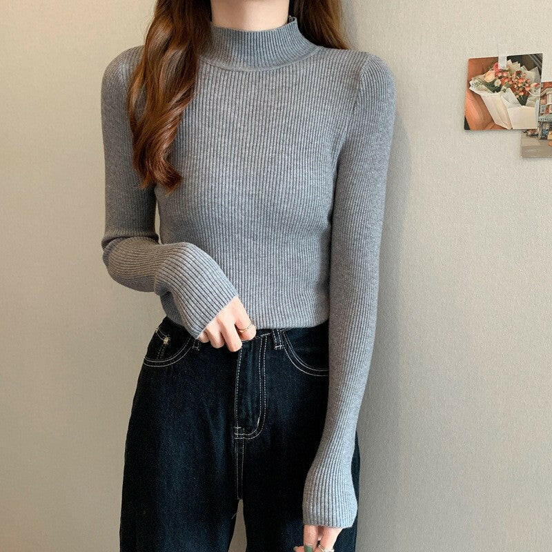 Half High Collar Inner Lining Bottom Sweater