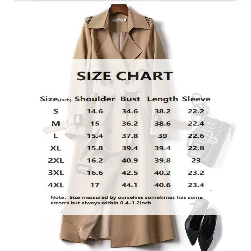 Women's Classic Trench Coat, Solid Color Long Sleeve Belted Mid-Length Jacket