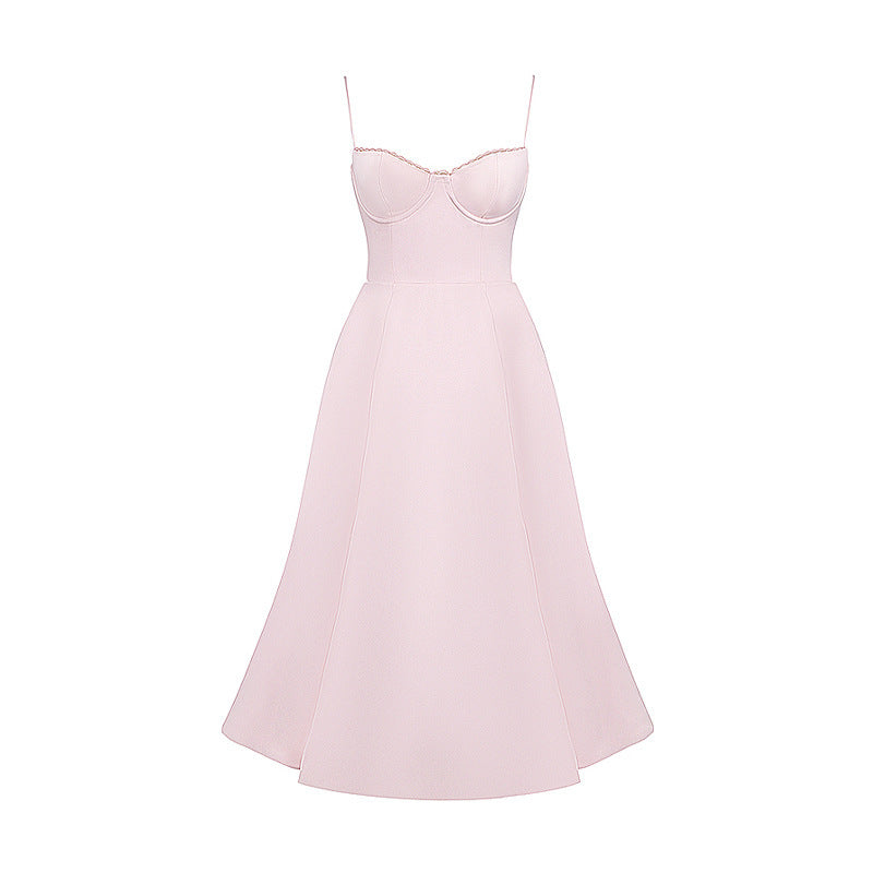 Light Luxury Heavy Industry Slimming Voile Suspender dress