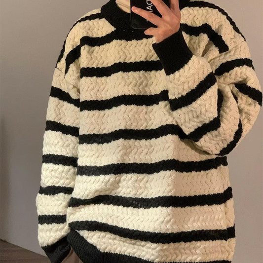 Round Neck Sweater Sense Stripe