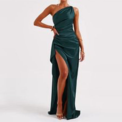 Sexy One-shoulder Backless Slit Summer Dress