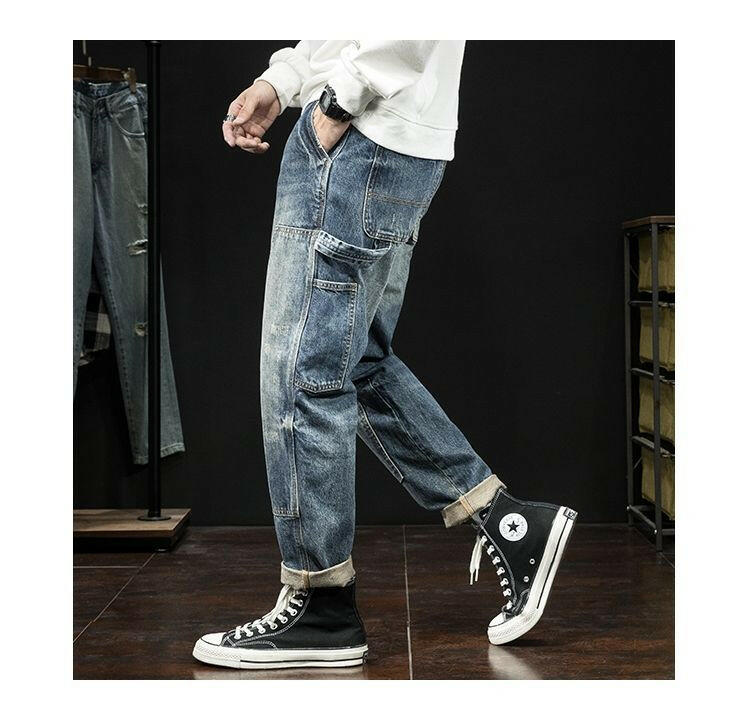 Men's Jeans Stretch Slim-fitting Patchwork Casual