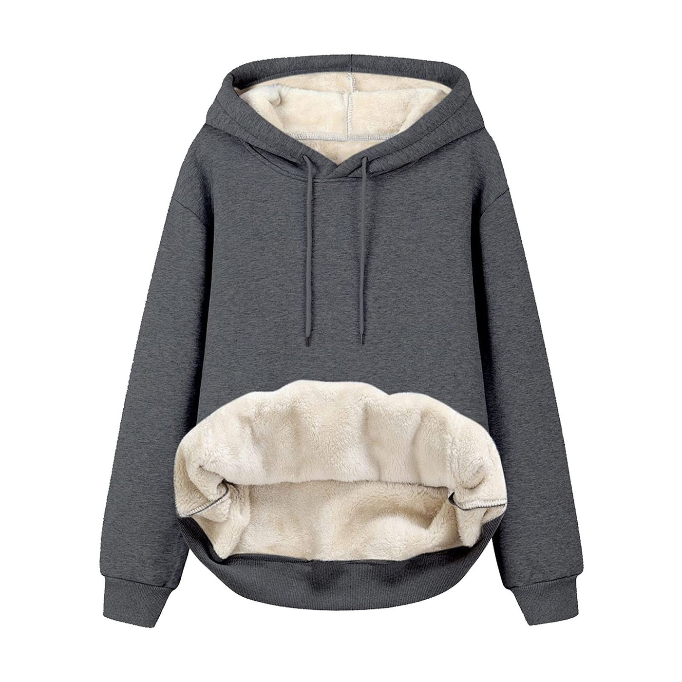 Solid Color Hooded Drawstring Sweatshirt
