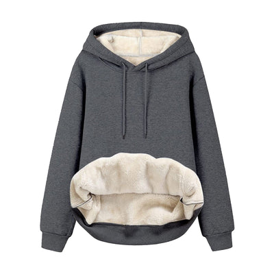 Solid Color Hooded Drawstring Sweatshirt