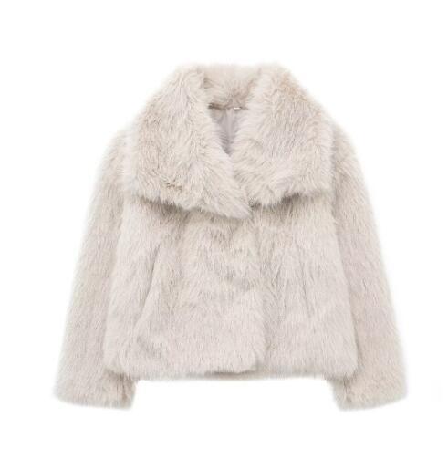 Women’s Warm Plush Lapel Jacket – Winter Outwear