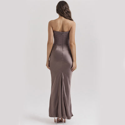 Slim Tube Top Long Dress Sexy Fashion Bandeau Backless Dress