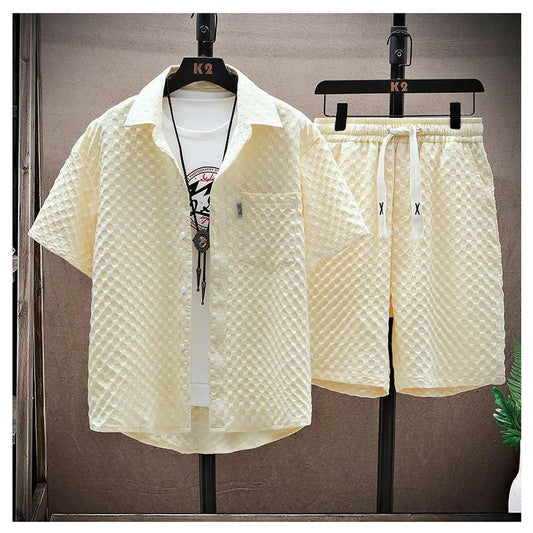 Summer Men's Loose Shirt and Shorts Set