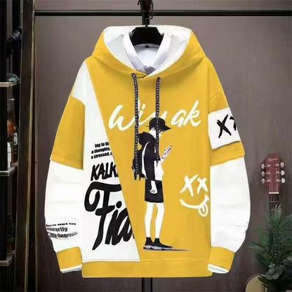 Men's Fashion Casual Printing Hooded Sweater