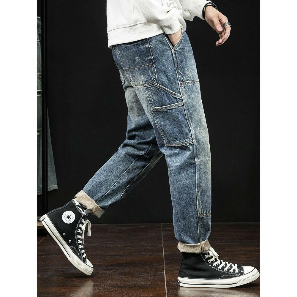 Men's Jeans Stretch Slim-fitting Patchwork Casual