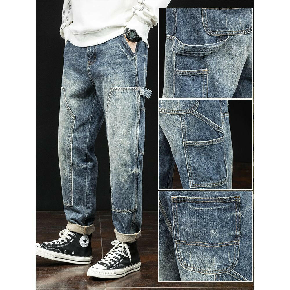 Men's Jeans Stretch Slim-fitting Patchwork Casual