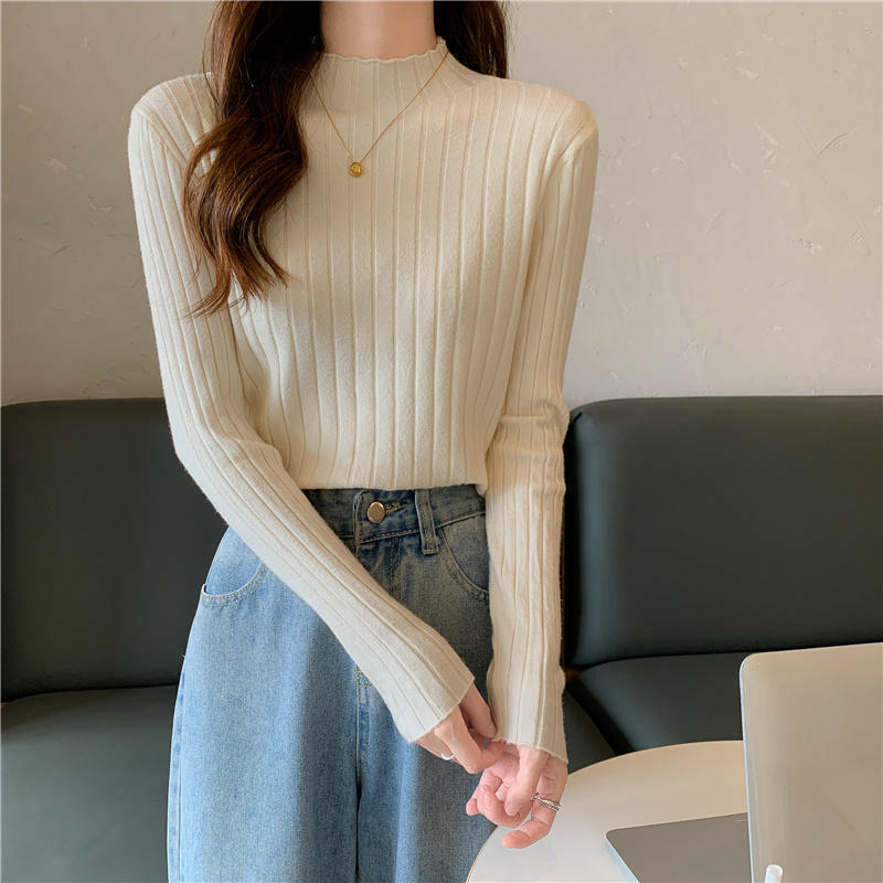 Half High Collar Inner Lining Bottom Sweater