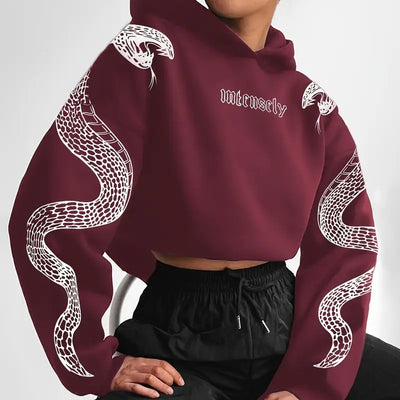 Printed Hooded Pullover Loose Retro Sweater