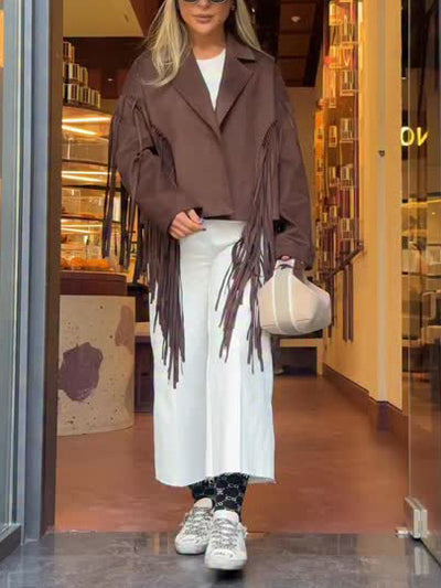 Casual Lapel Fringe Jacket