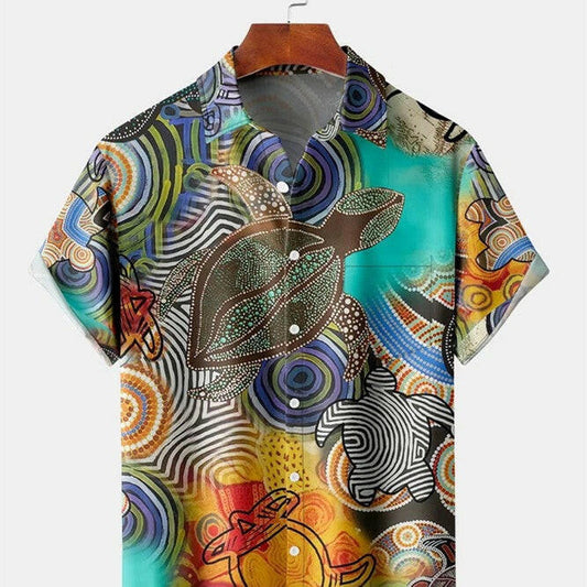 Printed Four-sided Stretch Short-sleeved Shirt