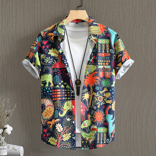 Men's Polyester Shirt Ethnic Retro